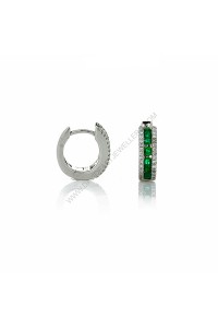Natural Emerald Diamond Small Huggie Earrings